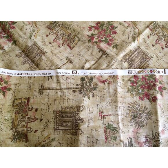 Retired Waverly Sunset Boulevard Fabric 1.8 + Yards CA Landmarks Tea Stained Tan - Picture 8 of 10
